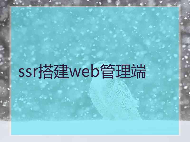 ssr搭建web管理端