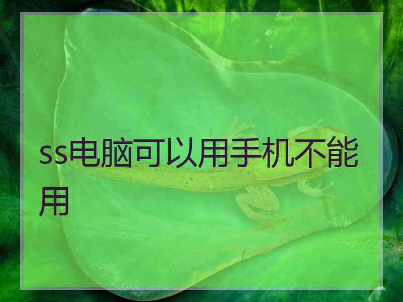 ss电脑可以用手机不能用