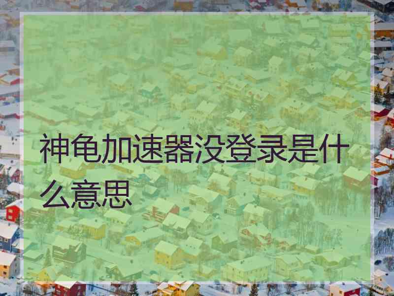 神龟加速器没登录是什么意思