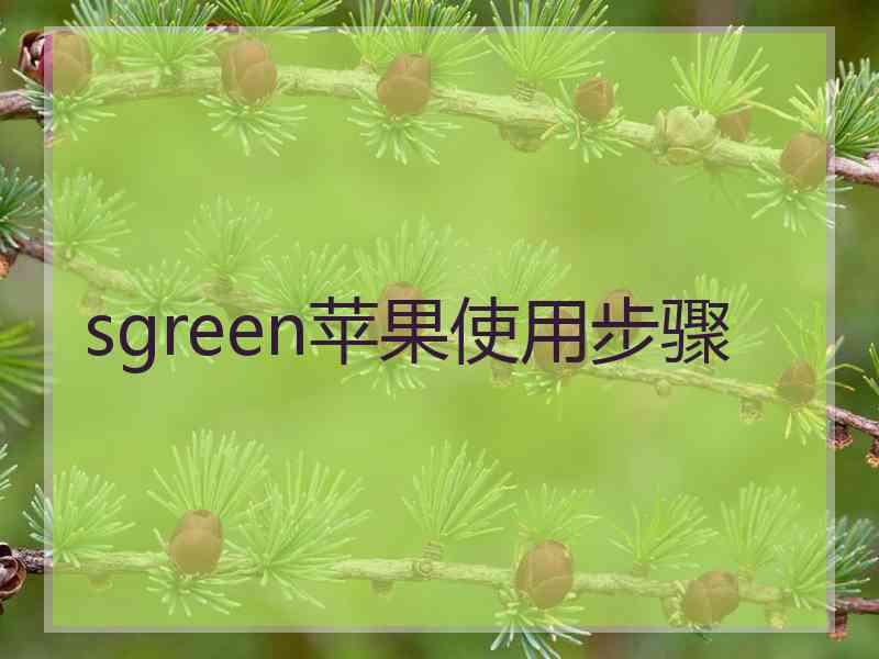 sgreen苹果使用步骤