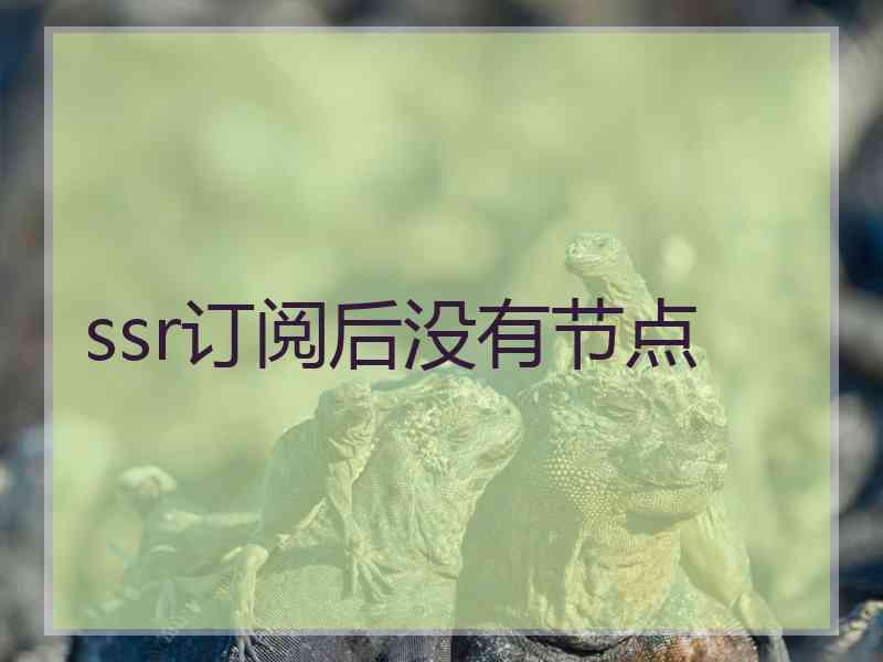ssr订阅后没有节点